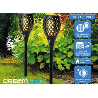 Bekijk de aanbieding van DealDonkey.com 4: Dreamled Solar tuinlamp met vlam-effect verlichting - 2 stuks