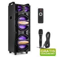 Bekijk de aanbieding van MaxiAxi.com: Fenton LIVE2102 party speaker met Bluetooth, mp3 speler, microfoon en multicolor LED's - 800W