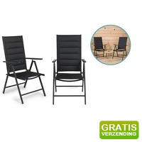 Bekijk de aanbieding van DealDonkey.com: 2-pack 909 Outdoor Aluminium Tuinstoel - Inclusief Padding - zwart