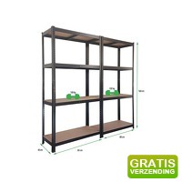 Bekijk de aanbieding van DealDonkey.com 3: 2x Profeco Opbergrek 160 x 80 cm a Stellingkast 8 planks x 100kg a zwart