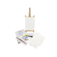 Bekijk de aanbieding van DealDonkey.com: Artico Artist Set - 21-delige set - Tafel-ezel, Canvas, Penselen & 12 Acrylverfkleuren