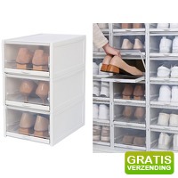 Bekijk de aanbieding van DealDonkey.com: 3 Fedec Stapelbare Schoenenorganisers - Schoenen opbergboxen - Transparant