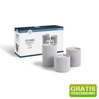 Bekijk de aanbieding van DealDonkey.com: 3 Lifa Living LED Kaarsen - Cementen Houder met Kabelpatroon - Timerfunctie