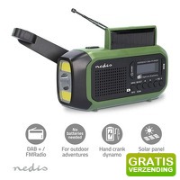 Bekijk de aanbieding van DealDonkey.com: Nedis Noodradio DAB+ FM met Solar en Powerbank Groen/Zwart