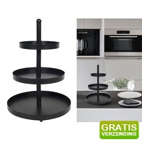 Bekijk de aanbieding van DealDonkey.com: HIT Metalen Etagere - Serveertoren - 3 laags - 25 x 35 cm - zwart