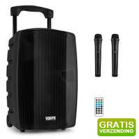 Bekijk de aanbieding van MaxiAxi.com: Vonyx VSP200 - 200 Watt Mobiele Speaker met Bluetooth 5.0 - 10 inch - 2 Draadloze UHF microfoons