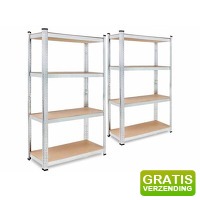 Bekijk de aanbieding van DealDonkey.com 2: Profeco 2x Heavy Duty Opbergrek - RVS - 160 x 80 x 40 cm - 100kg per plank