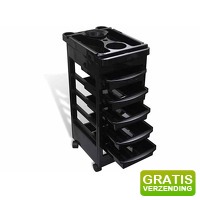 Bekijk de aanbieding van DealDonkey.com 4: Lowander Kapperstrolley - 5 Lades - Verrijdbare Salon Trolley met Houders - zwart