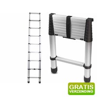 Bekijk de aanbieding van DealDonkey.com 3: Mannsberger Telescopische Softclose Ladder - Uitschuifbare ladder - 2,6 meter