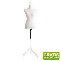 Bekijk de aanbieding van DealDonkey.com 3: Lowander Dames Paspop - Verstelbaar 134-170 cm - Fluweel - wit