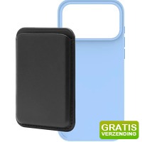 Bekijk de aanbieding van Coolblue.nl 1: BlueBuilt MagSafe Hoesje iPhone 18 Pro Max Lichtblauw + Kaarthouder Leer zwart