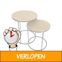 Salontafels - set van 2 ronde salontafels - bruin-zwart