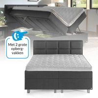 Actie.deals 2: Grande Opbergboxspring inclusief matras & topdekmatras - Antraciet