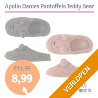 Dagaanbieding Apollo Dames Pantoffels Teddy Bear (Roze of Antraciet)