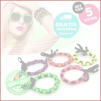 5 hippe fluorescerende armbanden