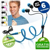 Bekijk de deal van voorHEM.nl: Set van 6 Zipper earphones