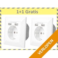 Wandcontactdoos Met 2 USB Poorten - Inbouw Stopcontact (NL) - 1+1 Gratis