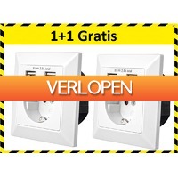 DealDonkey.com: Wandcontactdoos Met 2 USB Poorten - Inbouw Stopcontact (NL) - 1+1 Gratis