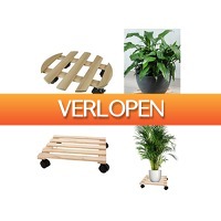 DealDonkey.com: XEMM Planten Trolley Rond + Vierkant - Hout - 35 cm