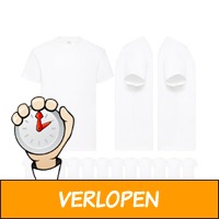 12 witte Fruit of the Loom Heren T-shirts - Ronde hals