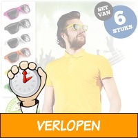 Set van 6 gekleurde zonnebrillen