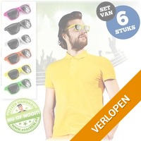 Set van 6 gekleurde zonnebrillen