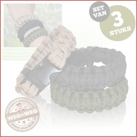 3 parachute koord armbanden