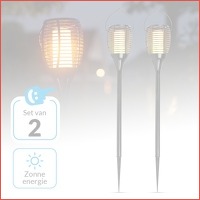 2 x solar fakkel tuinlampen