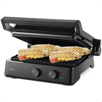 Blokker: MOA Contactgrill - Anti-aanbaklaag - 2400 Watt - Zwevende Bovendeksel - Uitneembare platen - zwart - CG24B