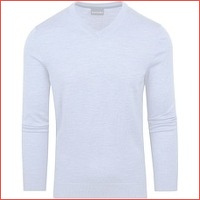 Suitable Merino Pullover V-Hals Lichtbla..