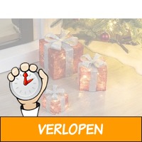 Hi Led Geschenkdoos - 3 Delig - 3 Maten - rood Met Zilv..