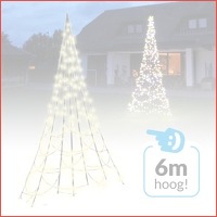 Vlaggenmast Kerstboom 600 cm warmwit