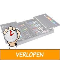 Artico 145-Delige Tekendoos/ Schilderset - in Houten Ko..