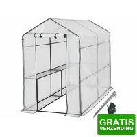 Bekijk de deal van DealDonkey.com 2: Teien broeikas 186 x 120 x 190 cm - Tuinkas | Serre | Kweekkas - Incl. 4 metalen kweekplanken