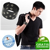 Bekijk de deal van voorHEM.nl: Lederen armband met studs
