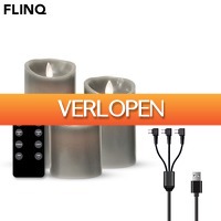 GeheimeDeals.nl: Oplaadbare Kaarsenset  3 Oplaadbare LED Kaarsen in Antraciet, Taupe en Off White