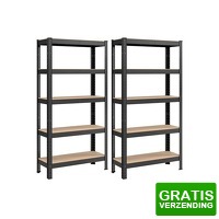 Bekijk de deal van DealDonkey.com 4: 2 Profeco Stellingkasten - zwart - 180 x 90 x 40 cm