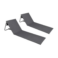 DealDonkey.com: Lig-/Strandmatten grijs - strandmat met rugsteun - 2 stuks