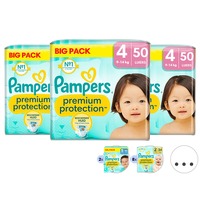 Bekijk de deal van iBOOD.com: 3x 50 Pampers Premium Protection Luiers | Maat 4