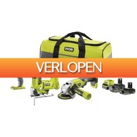iBOOD DIY: Ryobi  18V Accu Combo Kit | Klopboormachine | Decoupeerzaag | Haakse Slijper | Accu’s en Lader | Tas