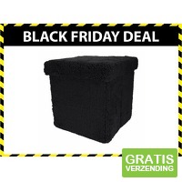 XEMM Poef met opbergruimte - 38 x 38 x 38 cm - zwart