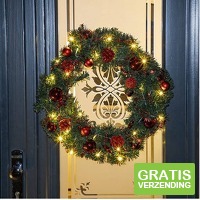 Haushalt Kerstkrans - Inclusief lampen/Kerstballen - 60 cm