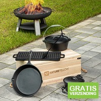 Hi Dutch Oven set -  9 Delige Gietijzeren set - Met opbergkist