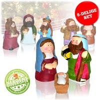Vrolijke 8-delige kerstfigurenset