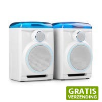 MaxiAxi.com: Fenton Track 2.0 Karaoke set - Speakerset met Bluetooth, microfoon en lichteffecten - 120W - wit