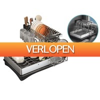 DealDonkey.com 4: FEDEC Inklapbaar Afdruiprek met lekbak - 2-Laags - bestekbak - zwart/Zilver