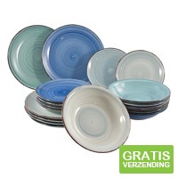 Serviesset Curaao - blauw - 18-delig