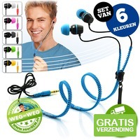 Set van 6 Zipper earphones