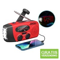 JONSKA Opwindbare Radio - Noodradio - Solar - Zaklamp - Powerbank