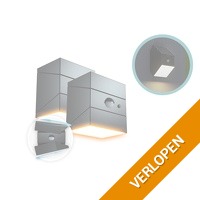 FlinQ Solar TwistCube 2-pack - Solar wandlamp buiten - transformeerbaar - 3 lichtkleuren - bewegingssensor